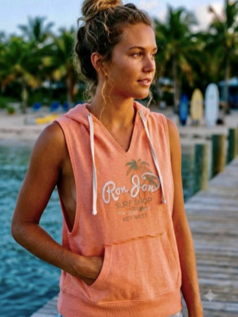 Ron Jon Surf Shop Sleeveless Terry Hoodie